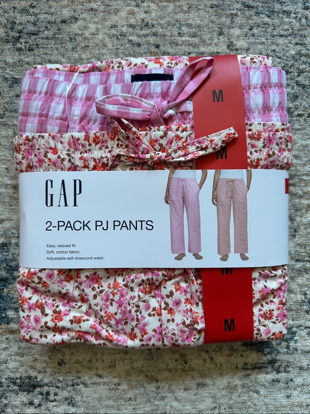 GAP Pink Floral & Pink Gingham Pajama Pants Set